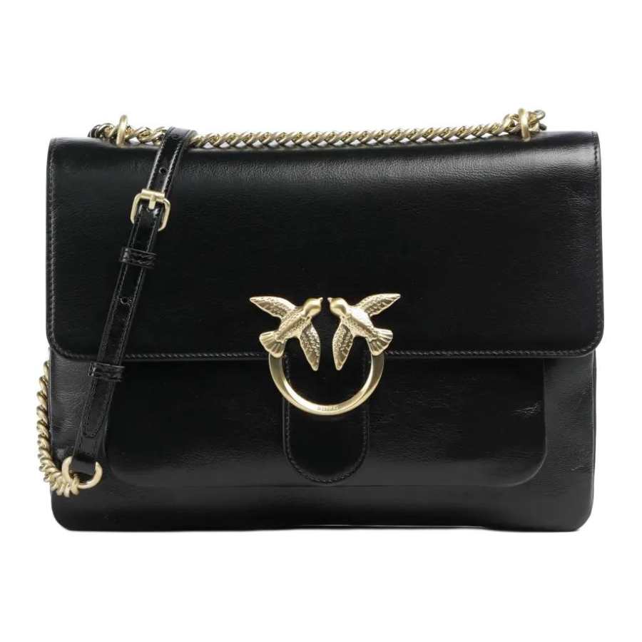 PINKO LOVE Cow Leather Shoulder Bag Large Women's Black
