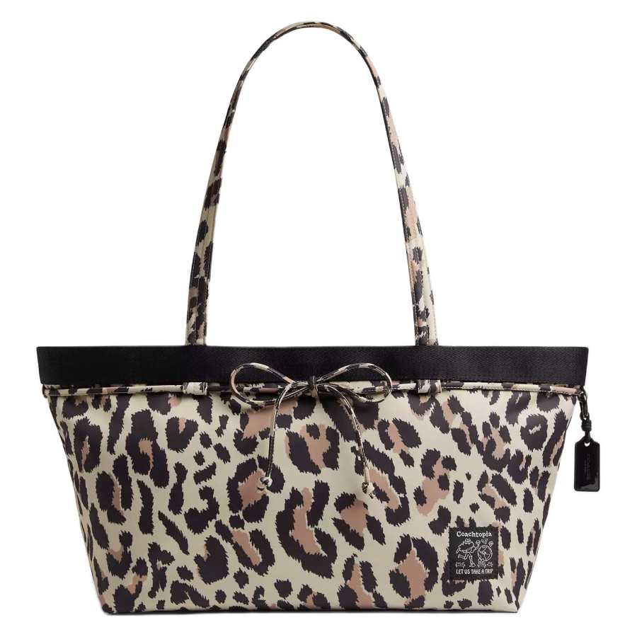 Coachtopia Fabric Handbag, Shoulder Bag Large Women's Leopard Print