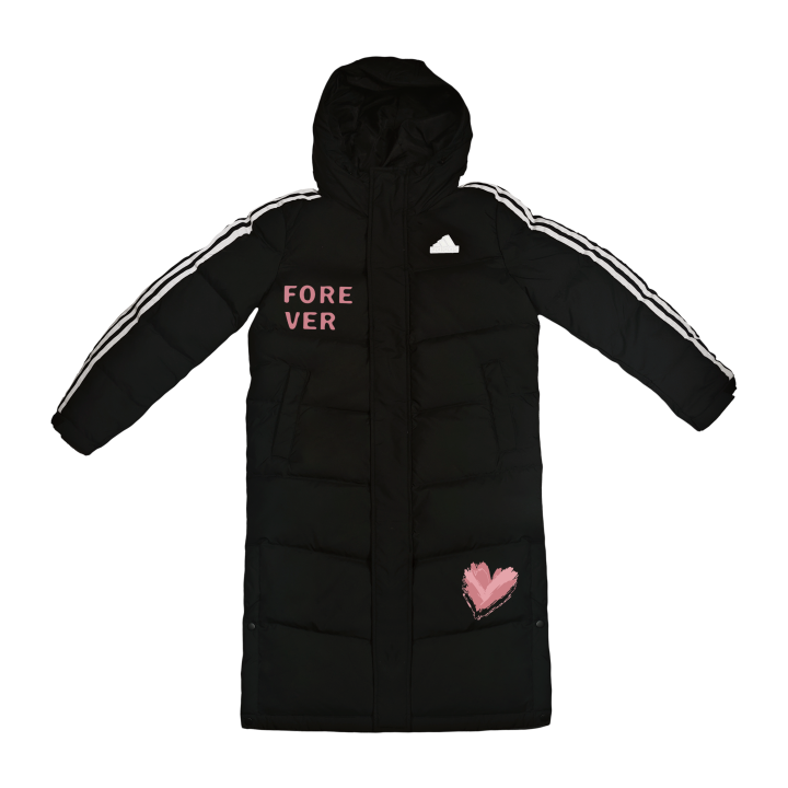 Adidas Adidas LONG DOWN Jackets Unisex Black Hooded Thickened Quilted Down Jacket