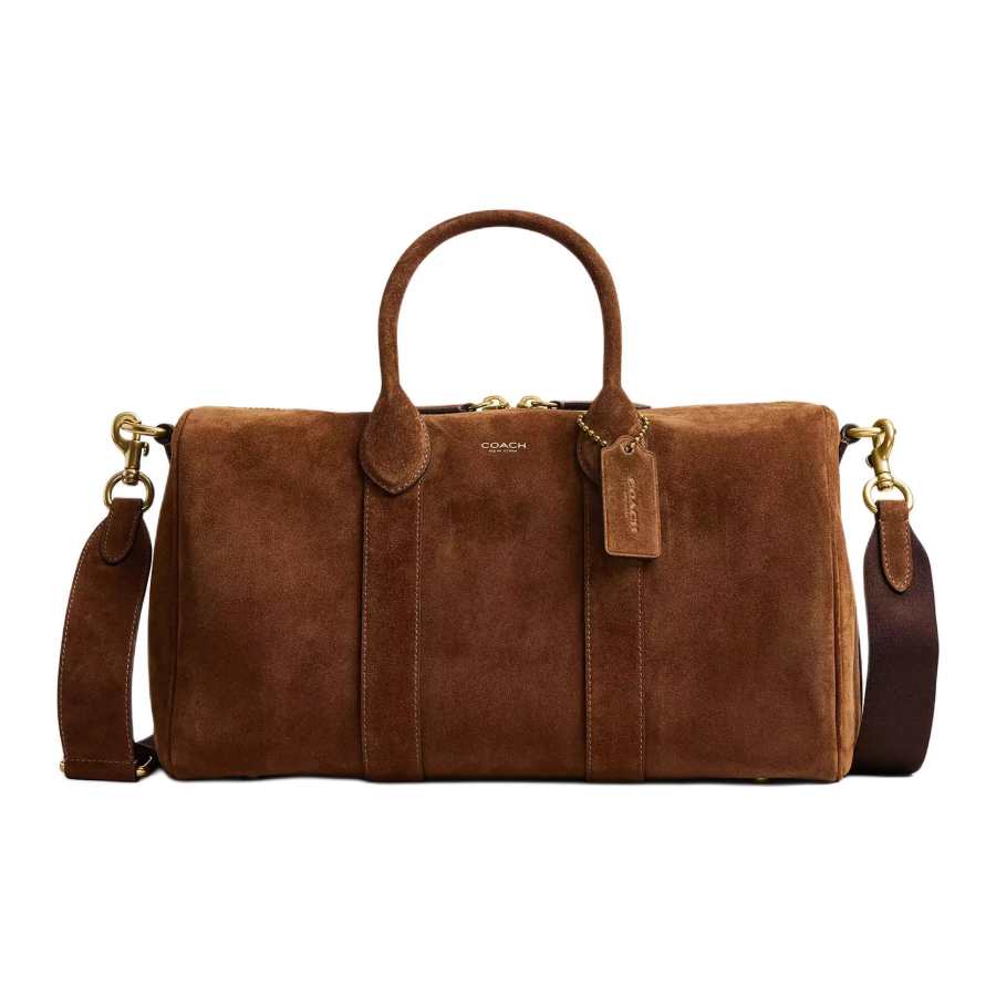 COACH Cow Leather One Shoulder Handbag Large Unisex Warm Brown