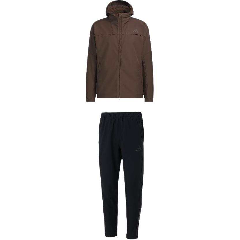 Adidas Adidas Casual Sportswear Men's Set Brown Top + Black Bottom Hooded Moderate