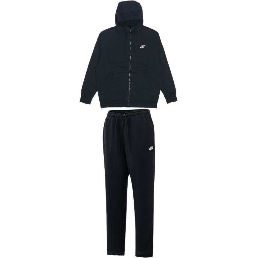 Nike Nike Casual Sportswear Men's Clothing Sets Black Top+Black Bottom Hooded Moderate