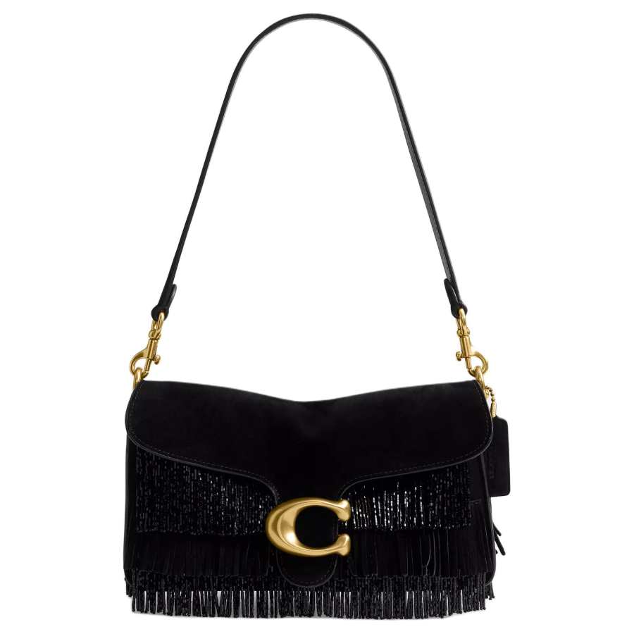 COACH COACH Tabby Suede With Leather Shoulder Bag Medium Women's Black