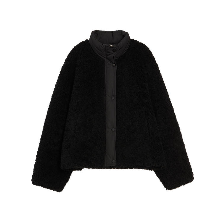 ELLE Velvet Jackets Women's Black Stand Collar Moderate