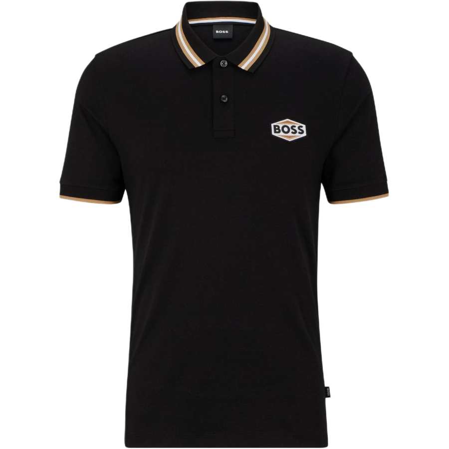 HUGO BOSS Polo Shirts Men's Black Polo Collar Moderate