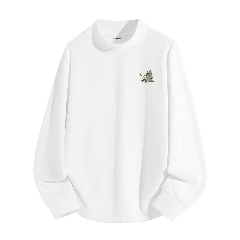 Tonlion T Shirts Unisex Half Turtleneck Thickened And Fleece Lined Straight Fit