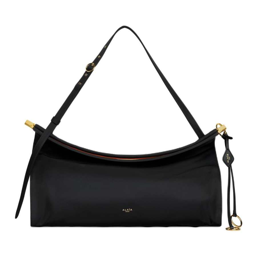Alaia LE TECKEL Adjustable Strap Nylon Shoulder Bag Large Women's Black