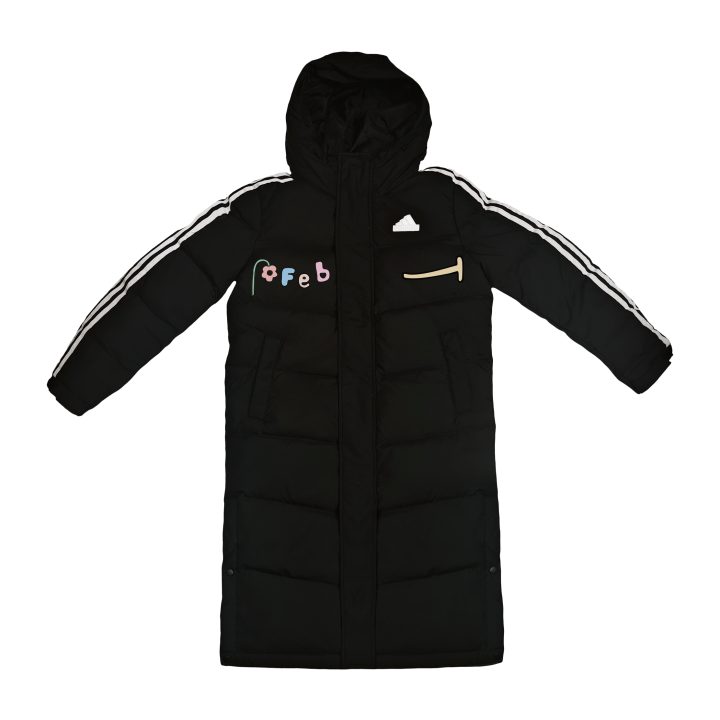 Adidas Adidas LONG DOWN Jackets Unisex Black Hooded Moderate Quilted Down Jacket
