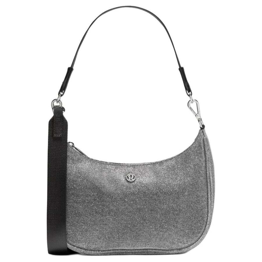Lululemon City Essentials Metal Fiber Polyester Shoulder Bag Women's Dark Silver & Graphite Gray & Silver