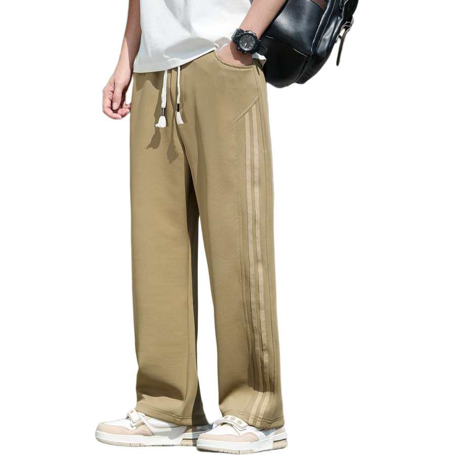 Tonlion Casual Pants Unisex Khaki Moderate Straight Fit Pants
