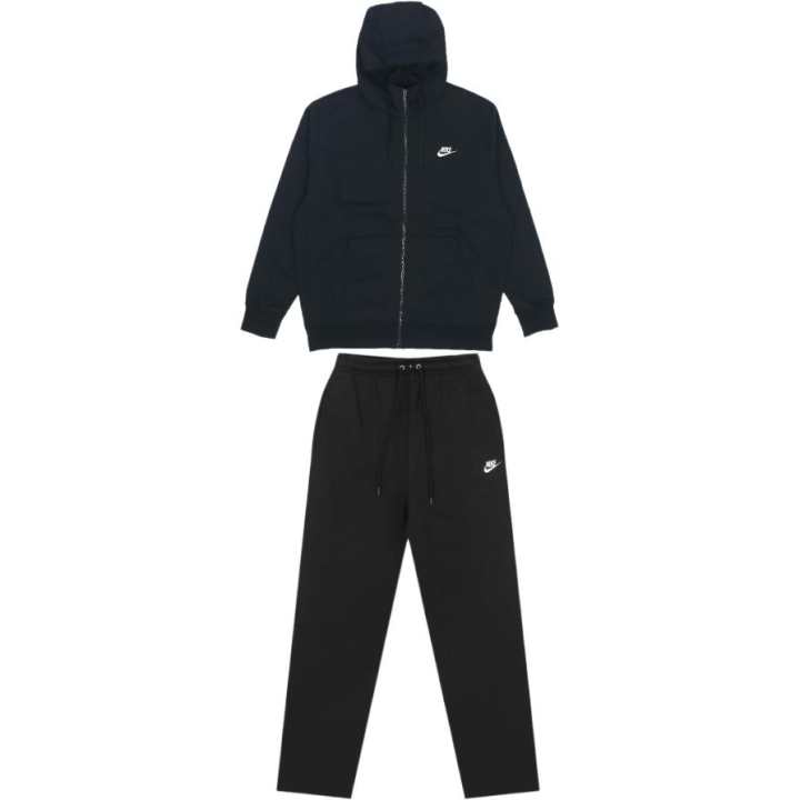 Nike Nike Casual Sportswear Men's Clothing Sets Black Top+Black Bottom Hooded Moderate