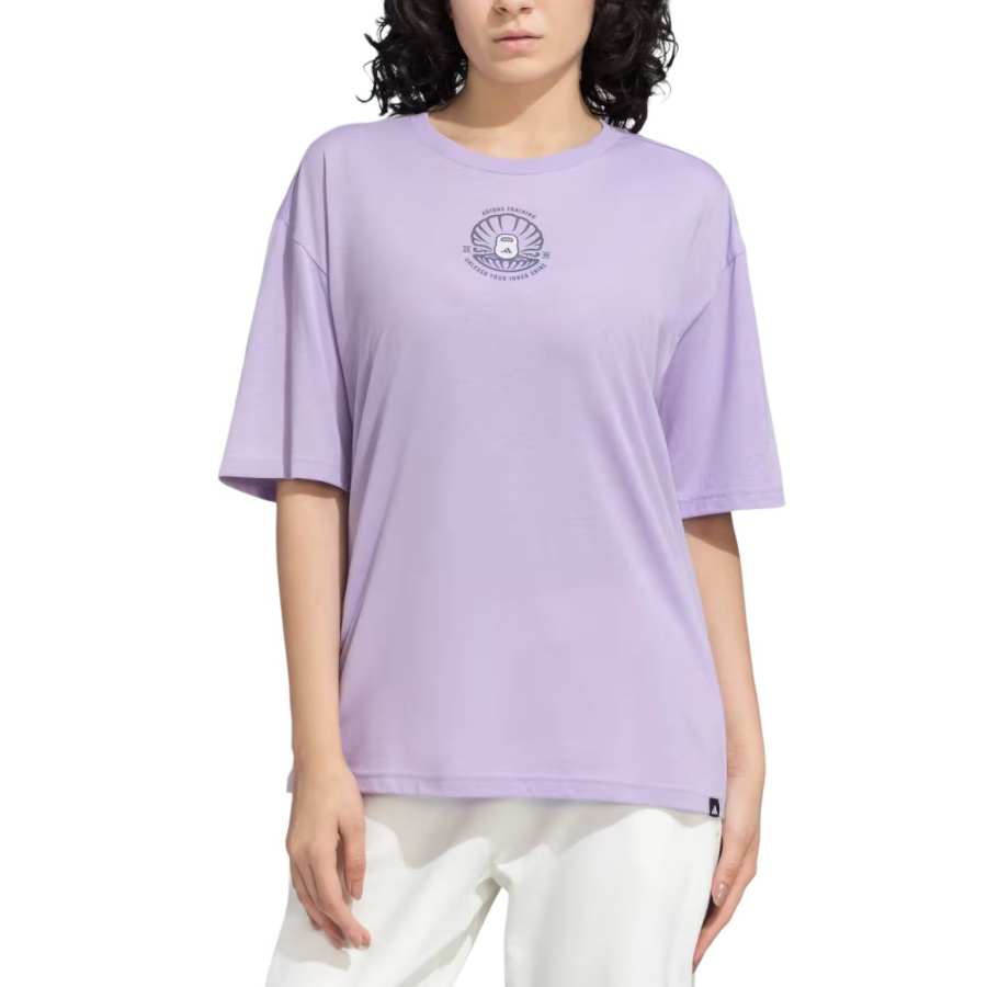 Adidas Adidas T Shirts Women's Pink Plum Crew Neck Moderate Straight Fit