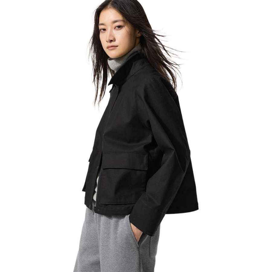 UNIQLO Cropped Coats Women's Lapel Moderate