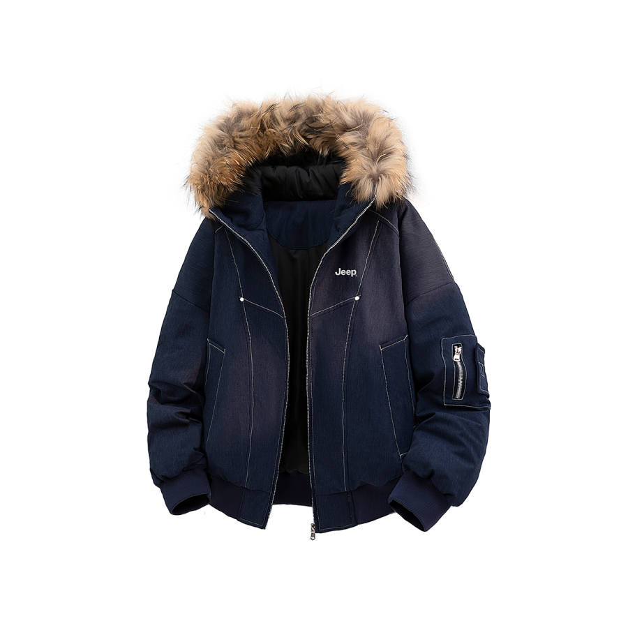 Jeep Jeep Down Jackets Men's Fur Collar Moderate Parka Down Jacket