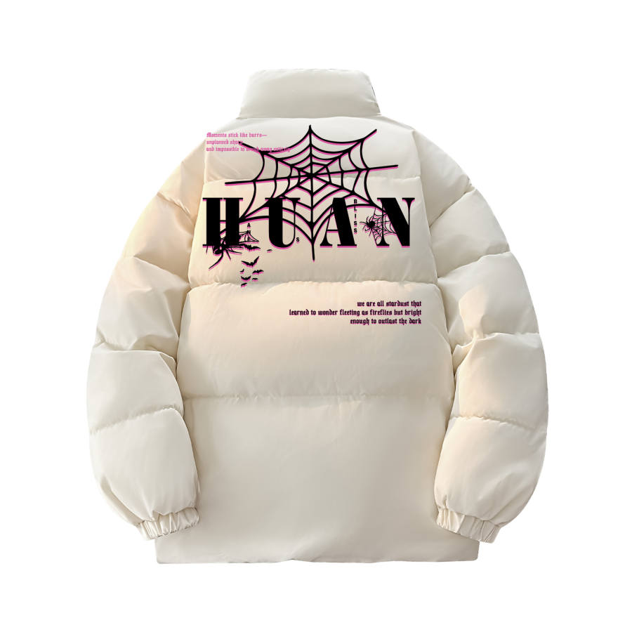 HUANQIU Puffer Jackets Unisex Stand Collar Moderate Padded Puffer Jacket