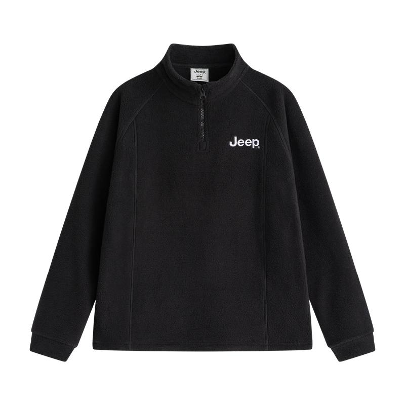 Jeep Kids' Fleece Jackets Minimalist Style Letter Logo American Trendy Casual Versatile Fleece Lined Thermal Coat