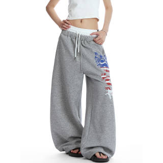 NEVER RULE Casual Pants Unisex Gray Moderate Wide Leg Pants