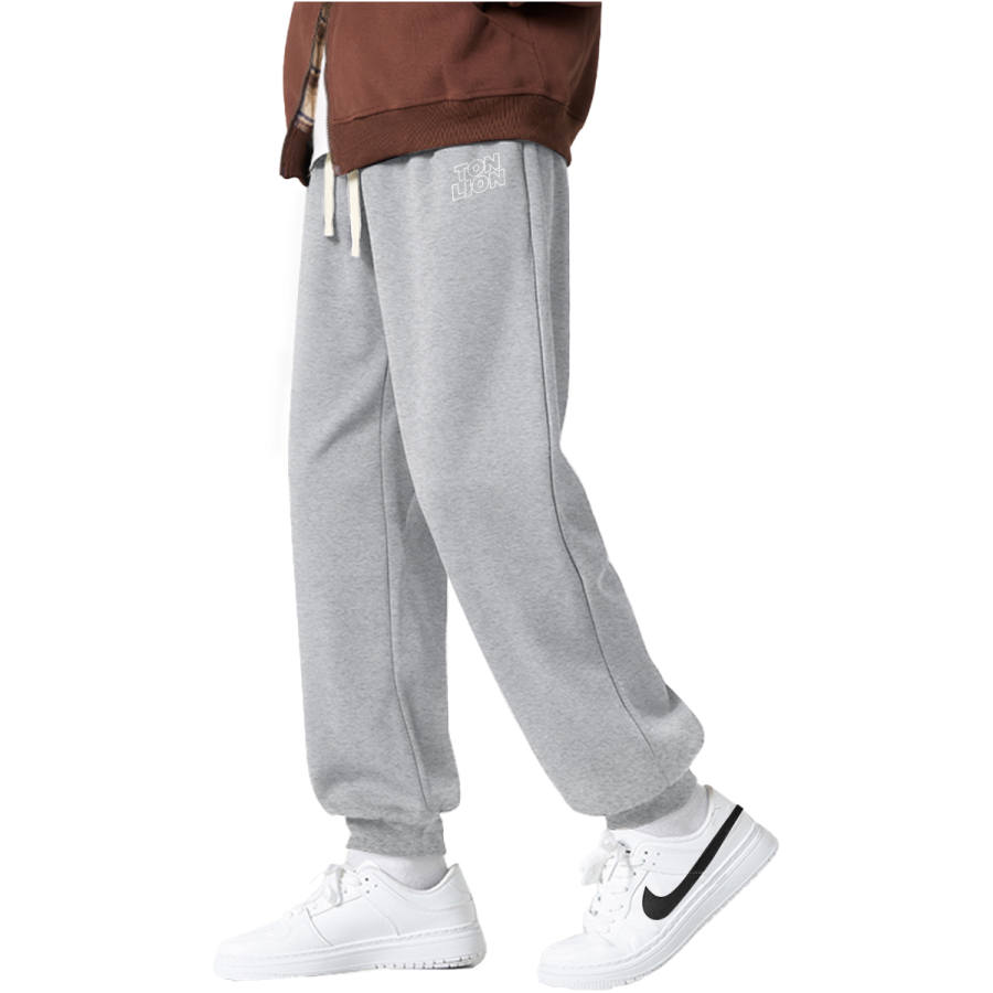 Tonlion Casual Pants Unisex Thickened And Fleece Lined Sweatpants