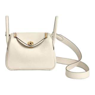 HERMES Lindy Clemence Bullock Leather Handbag Mini Women's Cream White