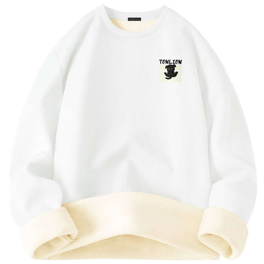 Tonlion T Shirts Unisex Crew Neck Thickened And Fleece Lined Heavyweight