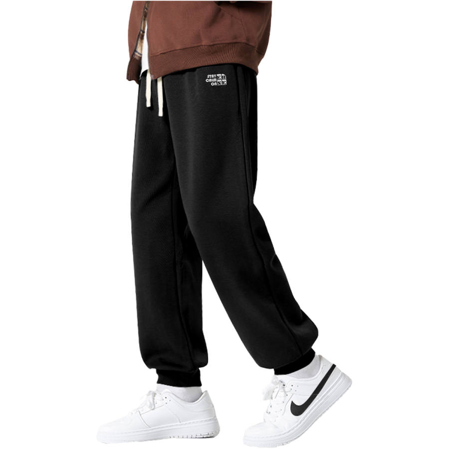 Tonlion Casual Pants Unisex Thickened And Fleece Lined Sweatpants