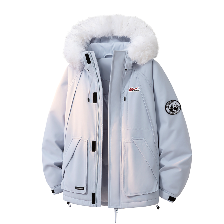 WARRIOR WARRIOR Puffer Jackets Unisex Hooded Fleece Lined Cargo Puffer Jacket