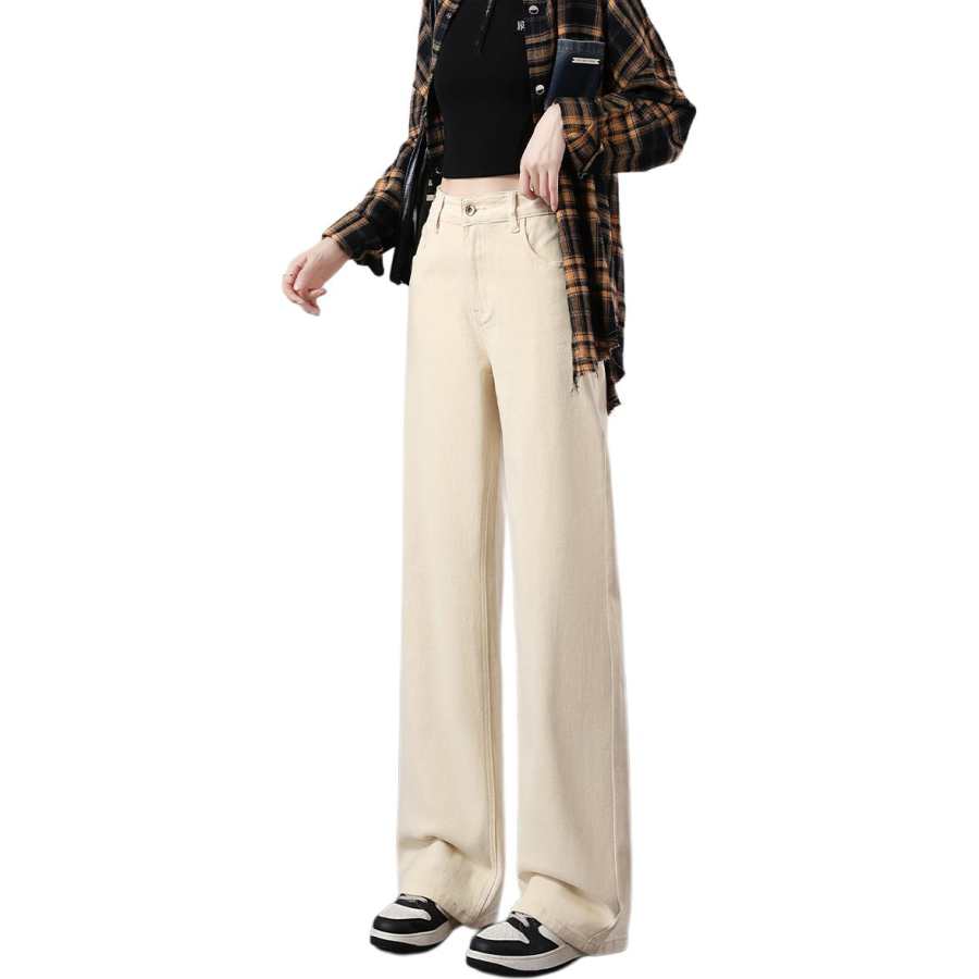 Tonlion Jeans Women's Thickened And Fleece Lined Straight Fit Pants
