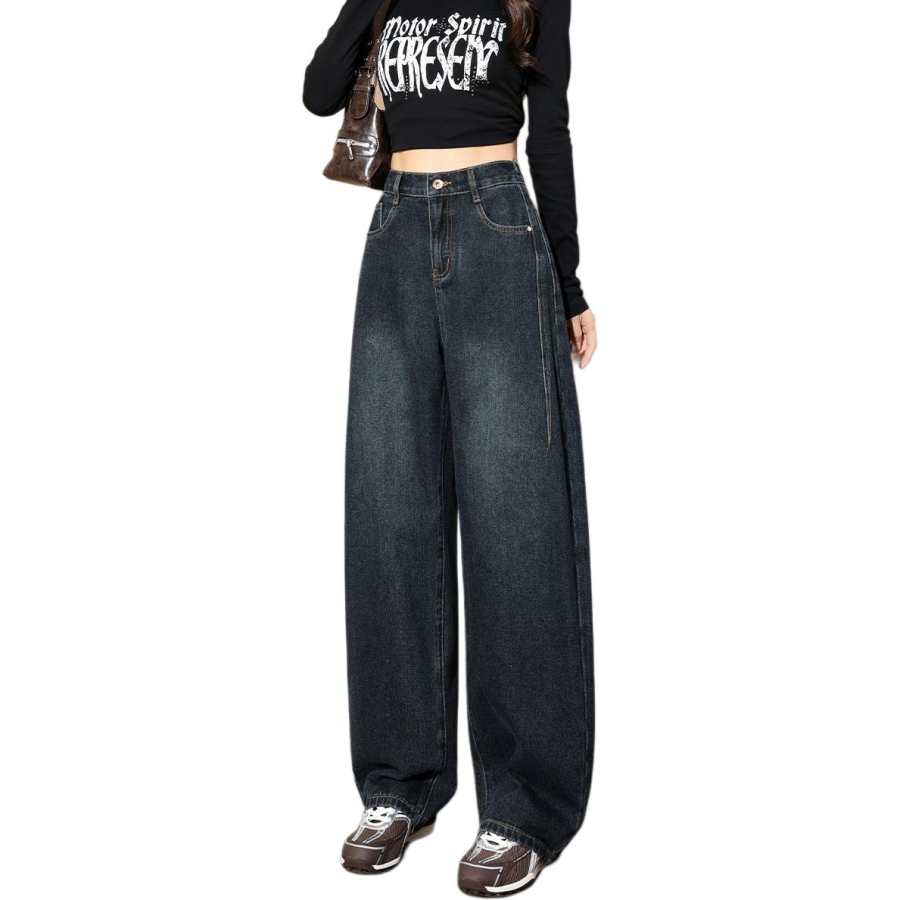 Tonlion Jeans Women's Blue Gray Moderate Wide Leg Pants