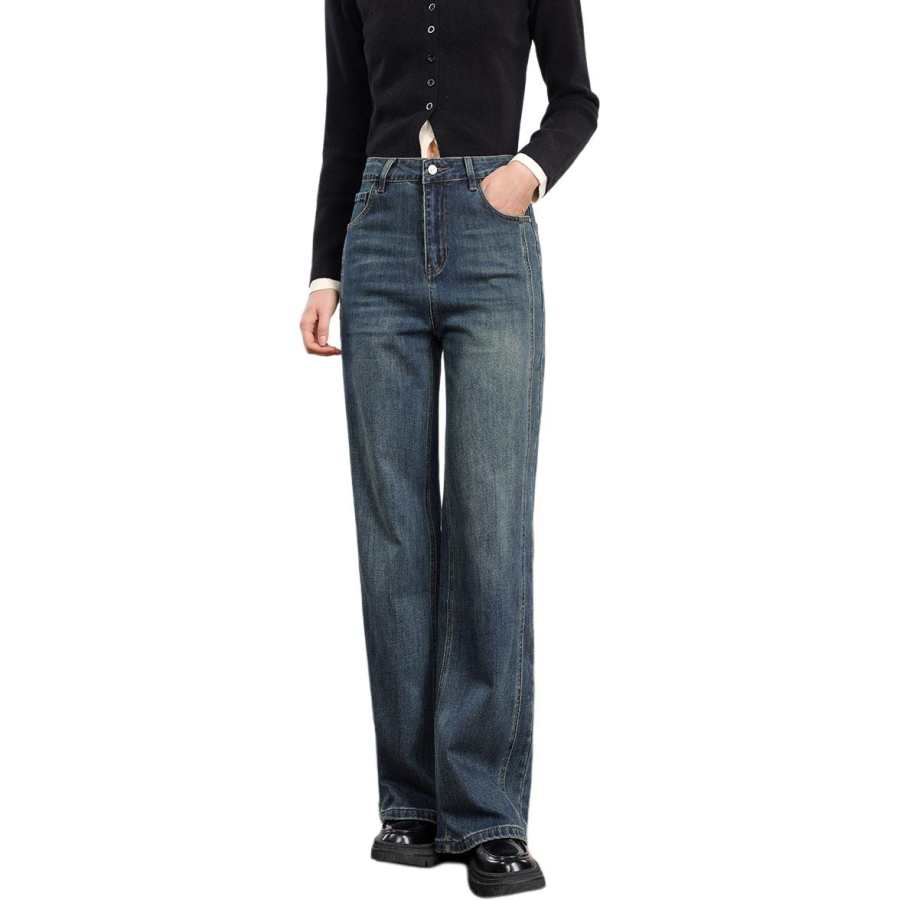 Tonlion Jeans Women's Blue Tone Moderate Wide Leg Pants