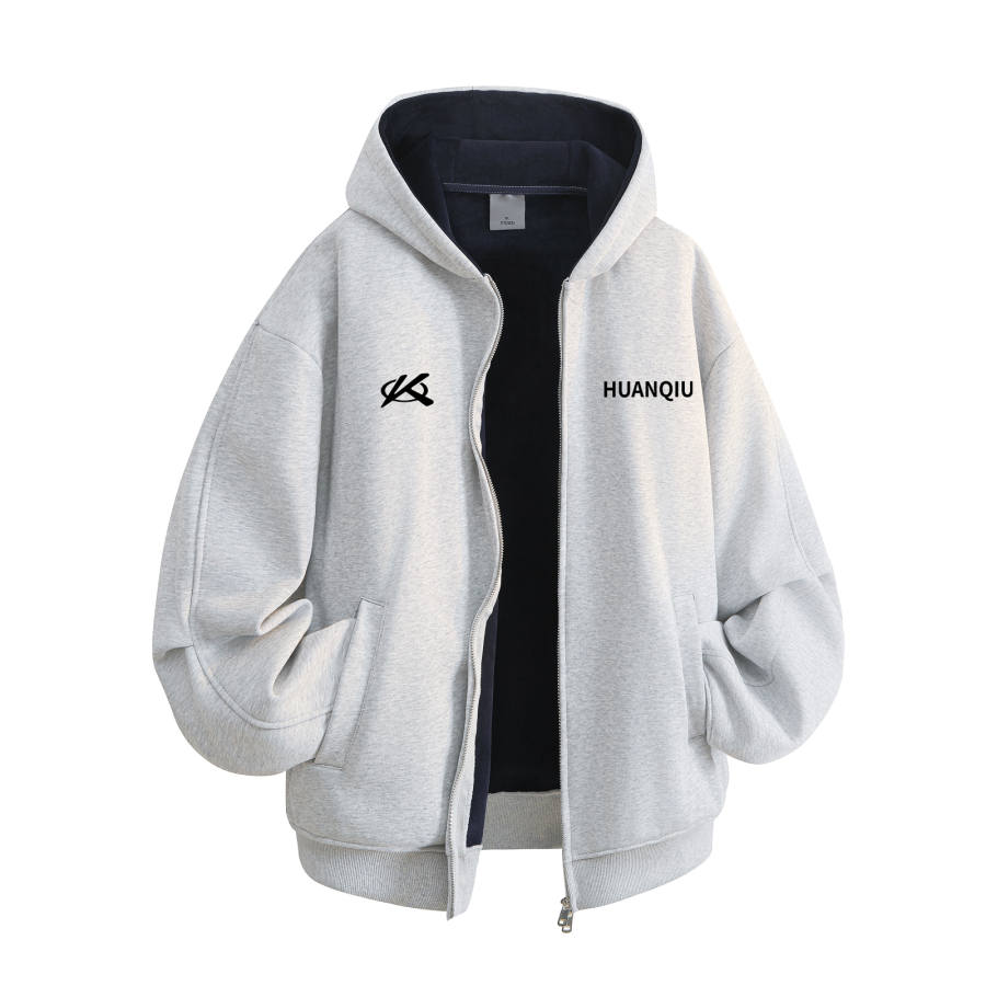 HUANQIU Sweatshirts Unisex Hooded Moderate Cardigan