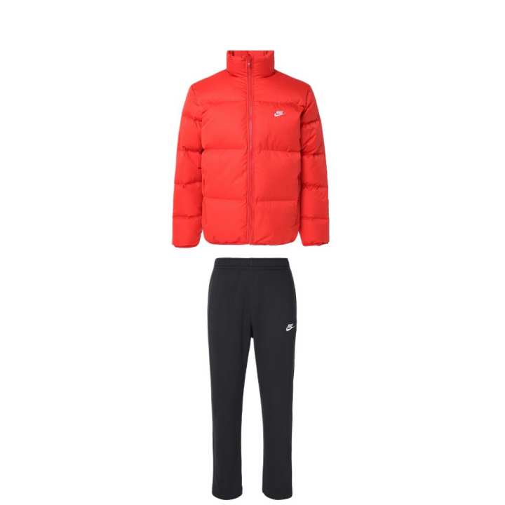 Nike Nike Casual Sportswear Men's Set Orange Top+Black Bottom Stand Collar Moderate