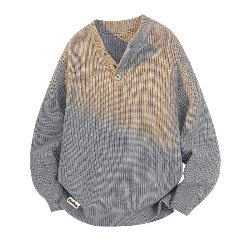 Tonlion Knitwear Unisex Henry Collar Thickened A Line