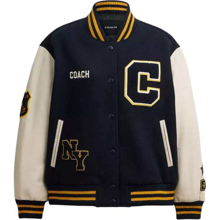 COACH Baseball Jerseys Women's Marine Blue Stand Collar Moderate
