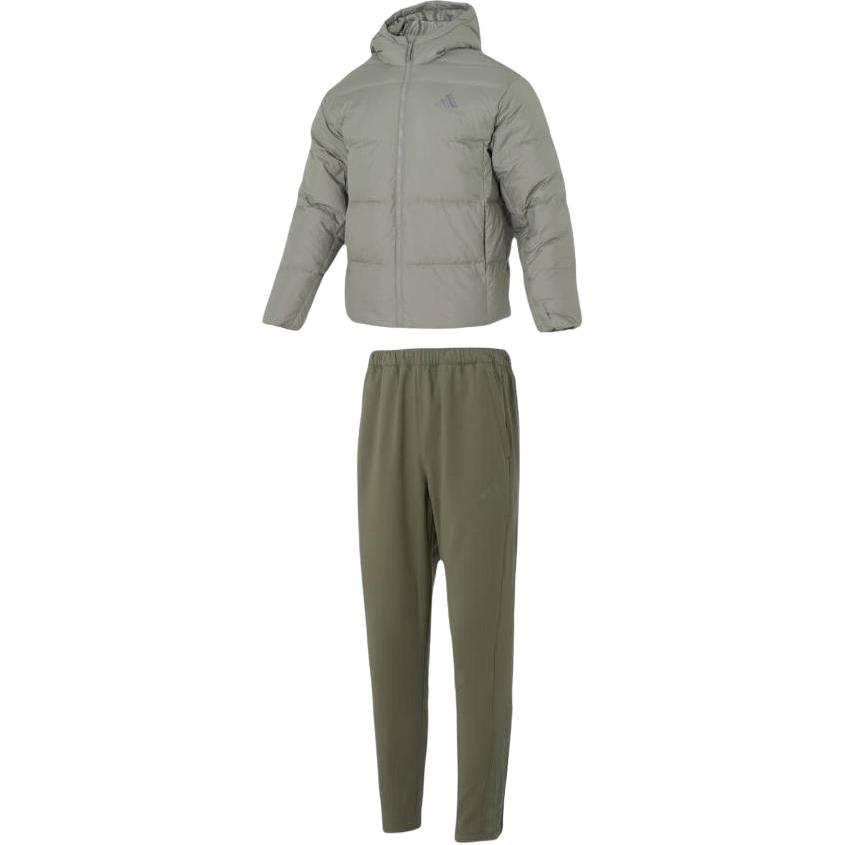 Adidas Adidas Casual Sportswear Men's Set Light Green Top+Green Bottom Hooded Moderate