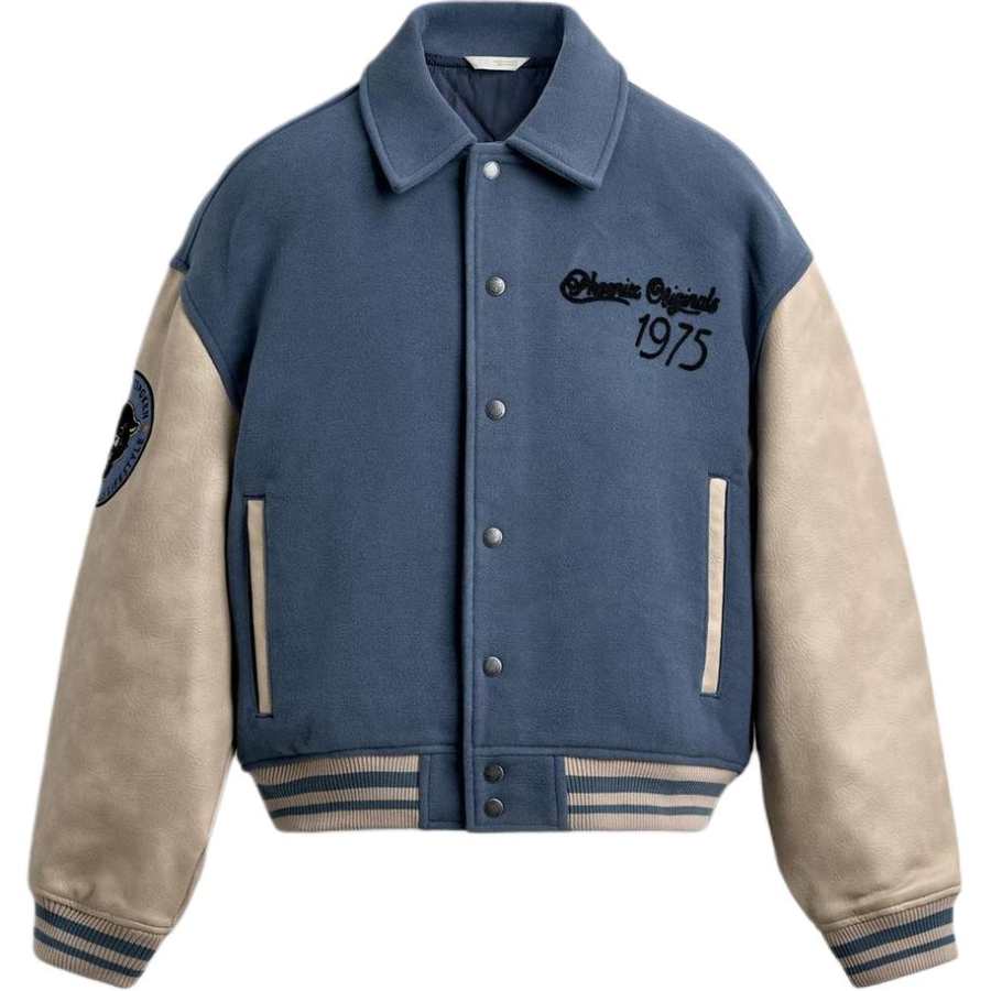 ZARA ZARA Puffer Jackets Men's Blue Gray Lapel Moderate