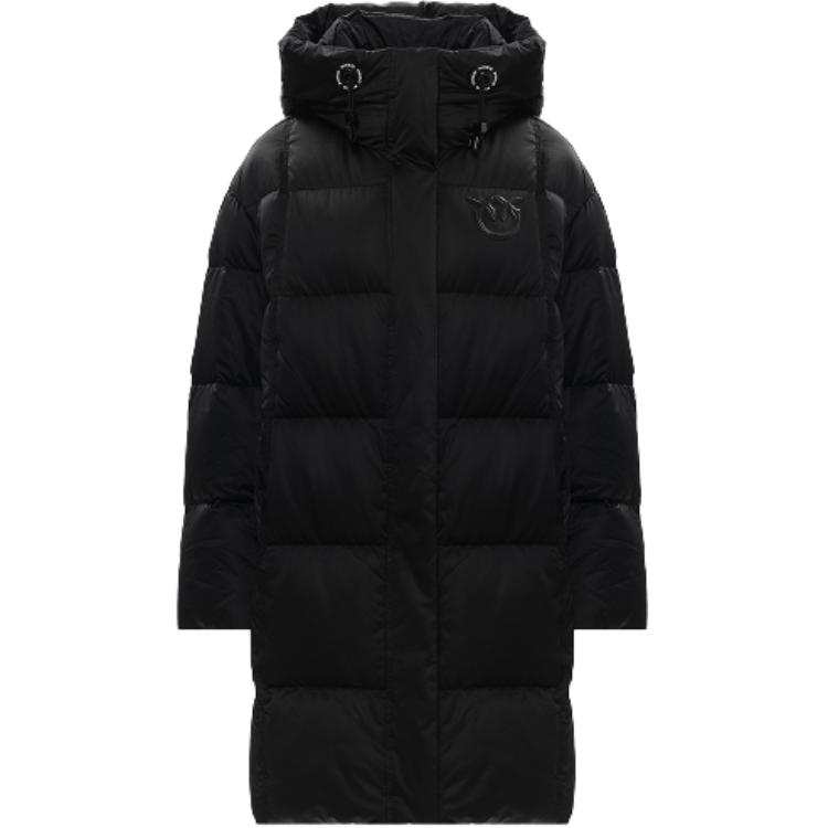 PINKO Down Jackets Women's Black Hooded Quilted Down Jacket