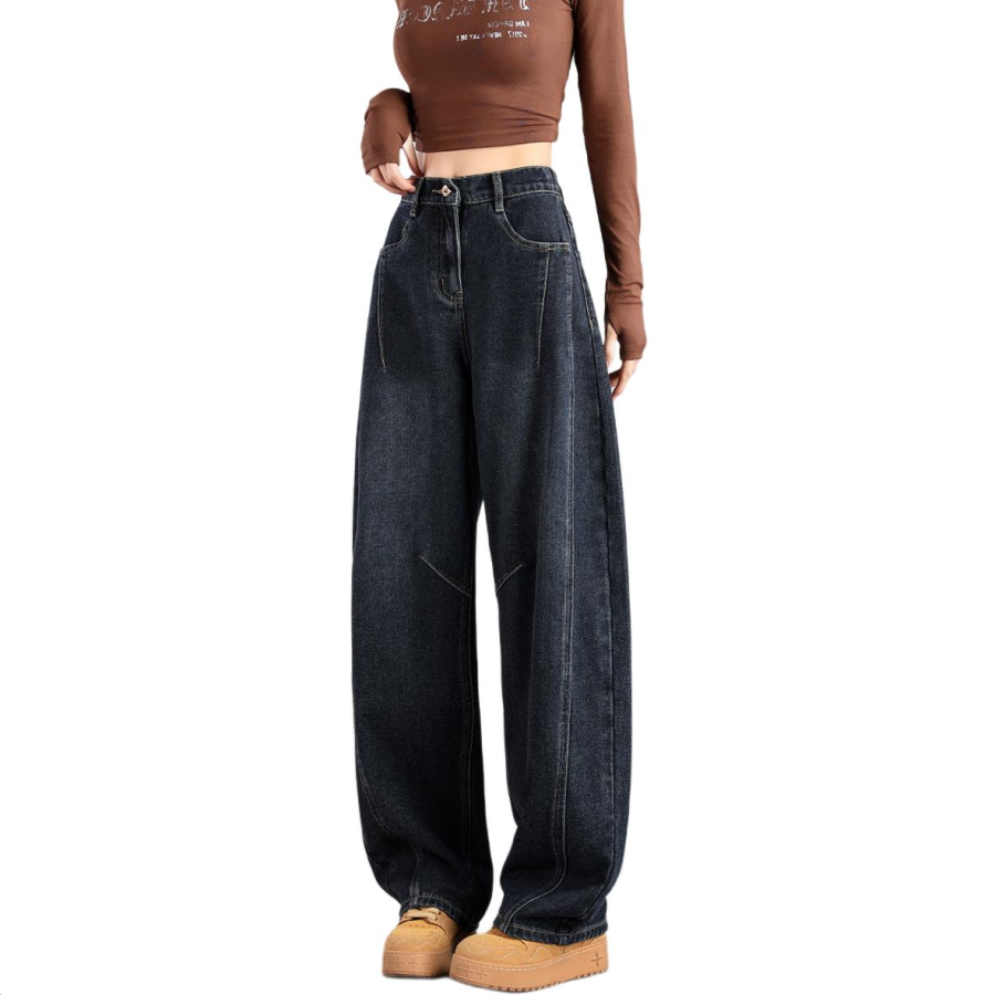 Tonlion Jeans Women's Blue Gray Moderate Wide Leg Pants