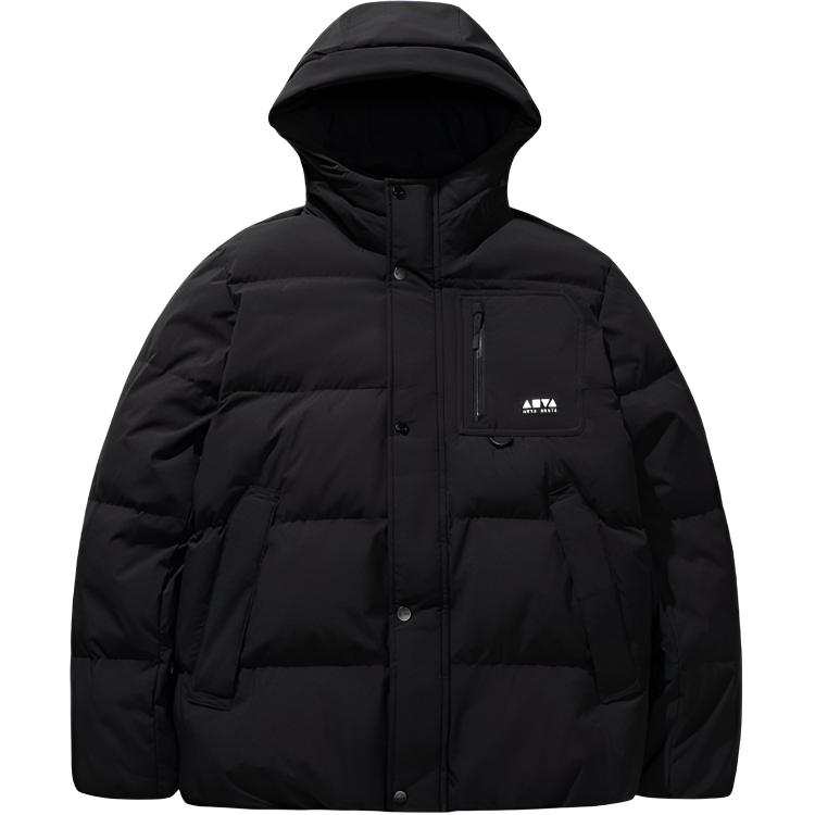 ANTA ANTA Down Jackets Unisex Black Hooded Thickened