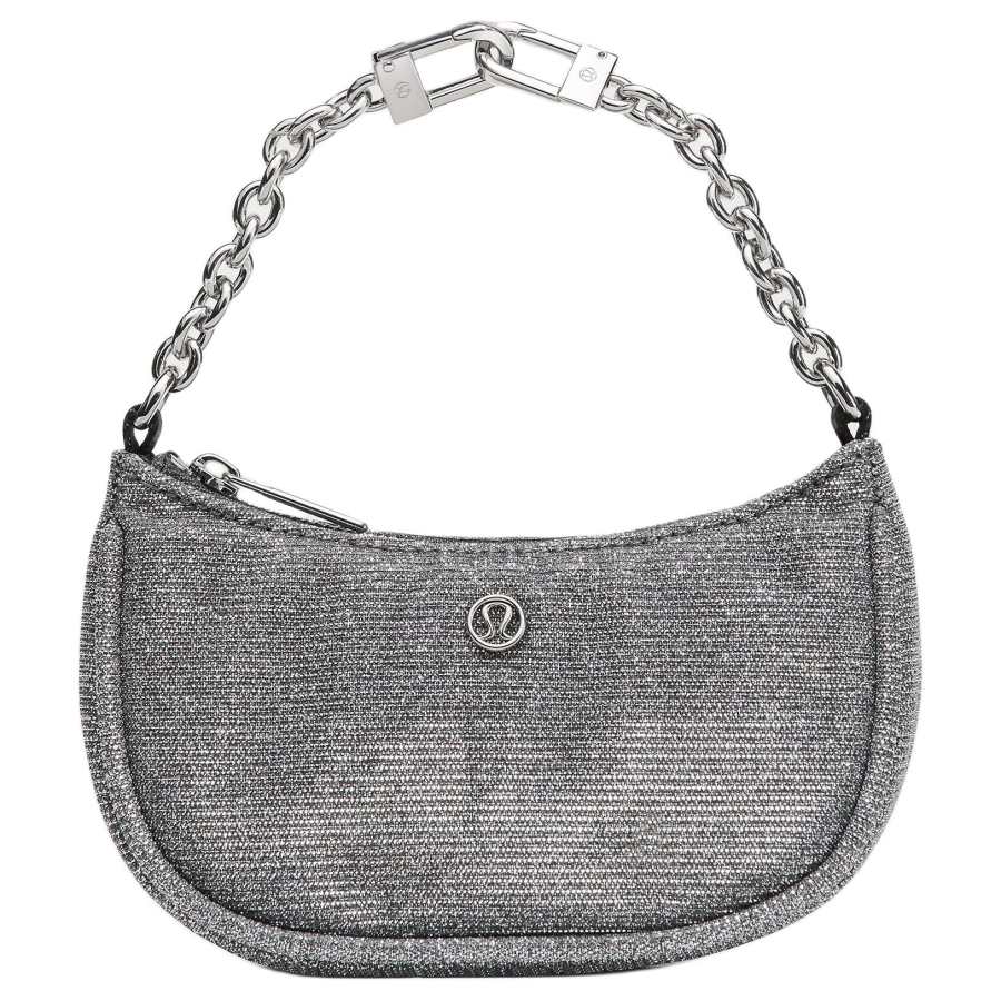Lululemon City Essentials Metal Fiber Polyester Handbag, Shoulder Bag Mini Women's Dark Silver & Graphite Gray & Silver