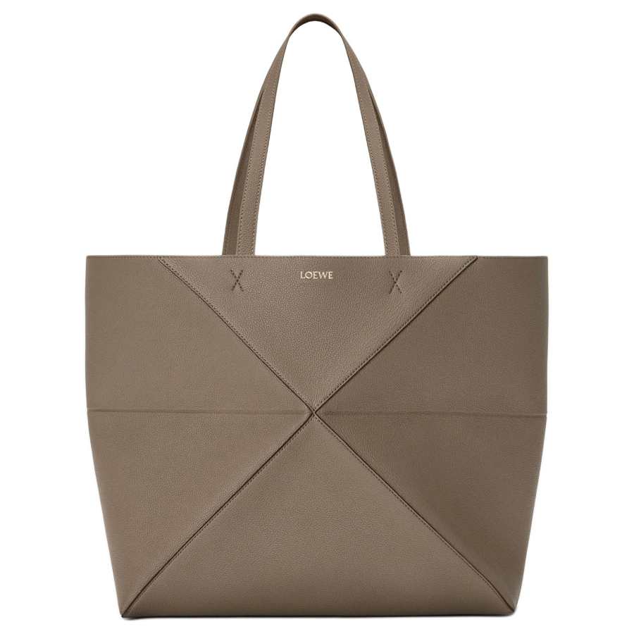 LOEWE Puzzle Fold Grained Calfskin Handbag Large Women's Taupe