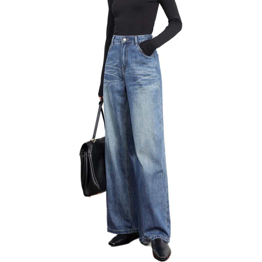 Tonlion Jeans Women's Medium Blue Moderate Wide Leg Pants