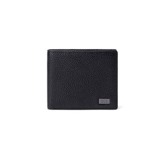 HLA Cow Leather Brand Steel Embossed Folding Wallet Card Holder Wallet Unisex Black