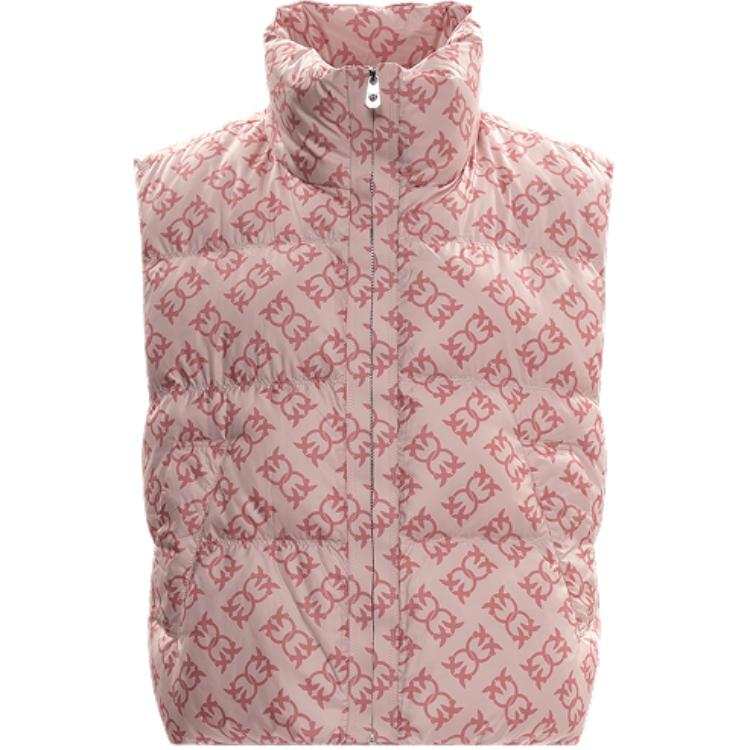 PINKO Down Vests Women's Pink Stand Collar Moderate Straight Fit