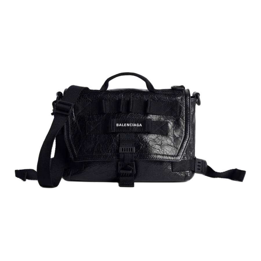 Balenciaga Arena Sheepskin Messenger Bag, Shoulder Bag, Crossbody Bag Small Men's Black