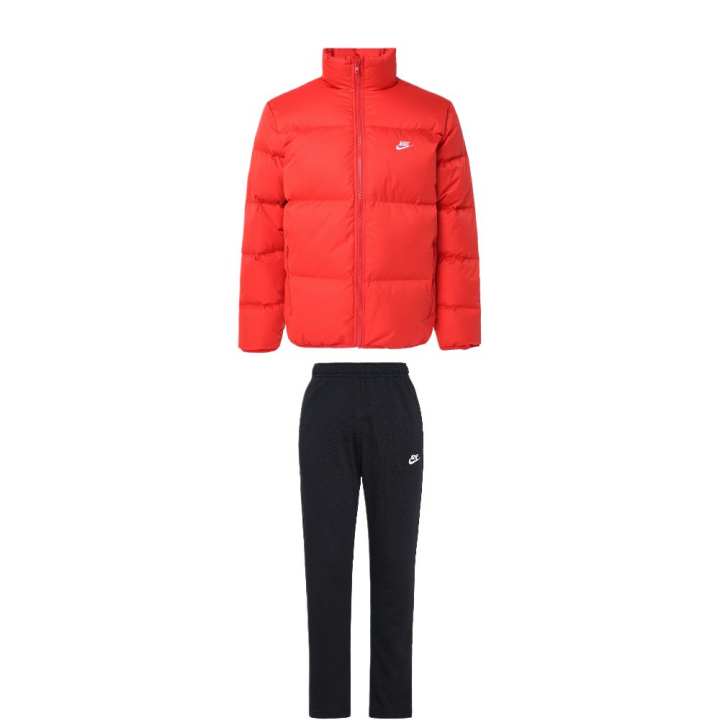 Nike Nike Casual Sportswear Men's Set Orange Top+Black Bottom Stand Collar Moderate