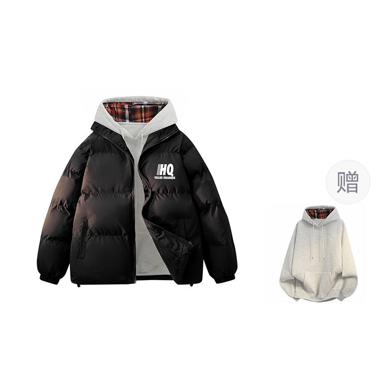 HUANQIU Down Jackets Unisex Stand Collar Thickened Puffer Jacket