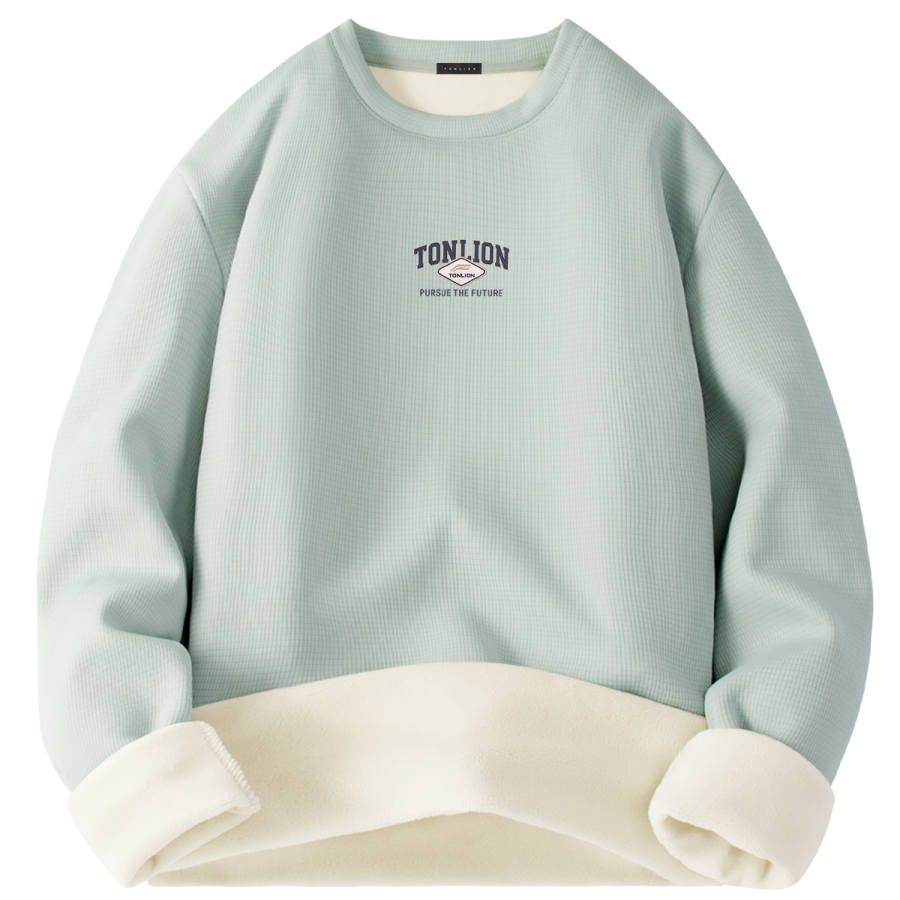 Tonlion T Shirts Unisex Crew Neck Thickened And Fleece Lined Heavyweight