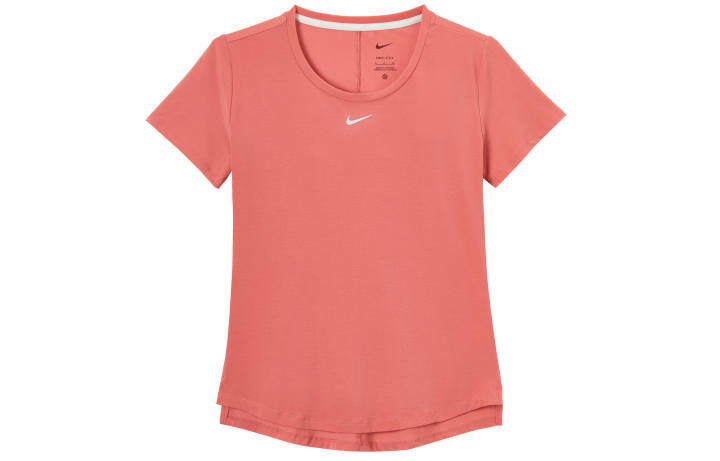 Nike Nike Dri Fit T Shirts Women's Watermelon Red Crew Neck Moderate Straight Fit