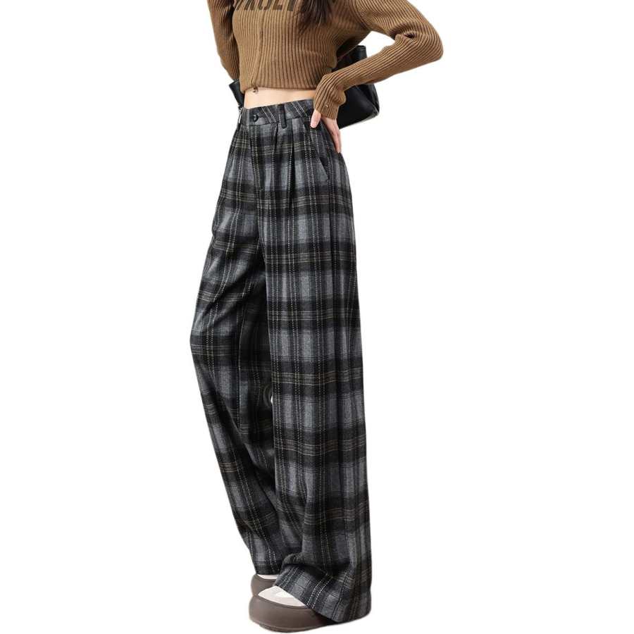 Tonlion Casual Pants Women's Moderate Wide Leg Pants