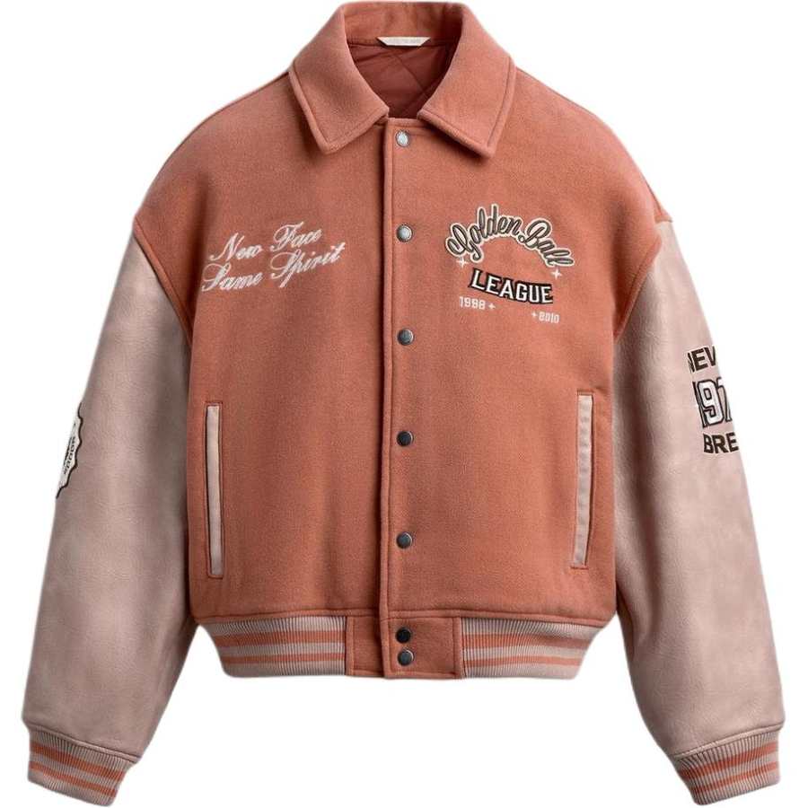 ZARA Puffer Jackets Men's Light Pink Red Lapel Moderate